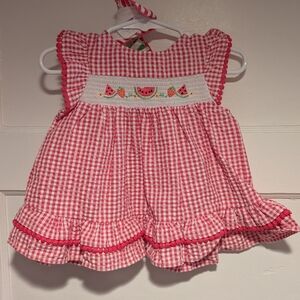Good Lad Pink Gingham Watermelon Dress With Bib